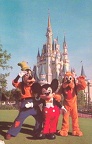 Disney Goofy, Mickey &amp; Pluto in Front of Cinderella's Castle